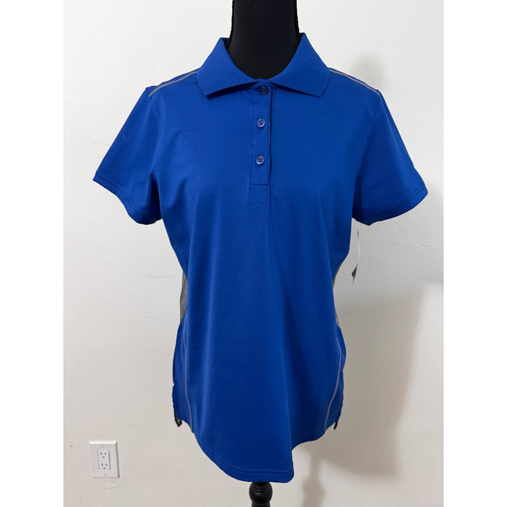 Champion Women's Prime Double Dry Royal Blue & Gray Polo Size Medium NWT